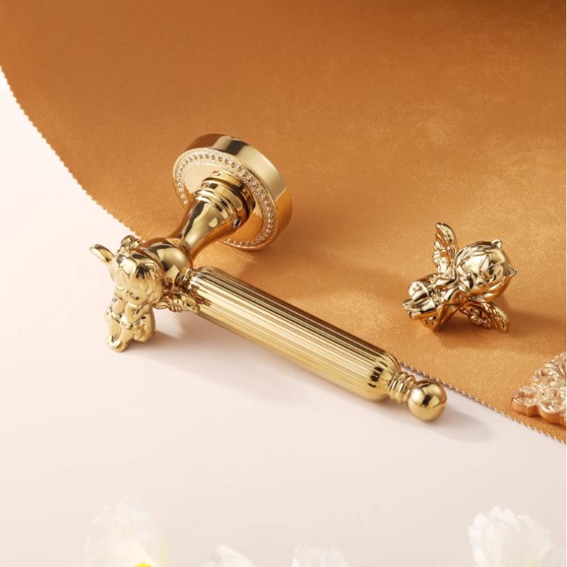 Golden Angel Handle Door Lock Zinc Alloy Mute Locks Bedroom Safety Lock Home Hardware Accessories Door Handle Silent Locks