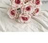 7-Head Embossed Cappuccino Rose Bouquet: Artificial Wedding Car Decoration with High-End Feel