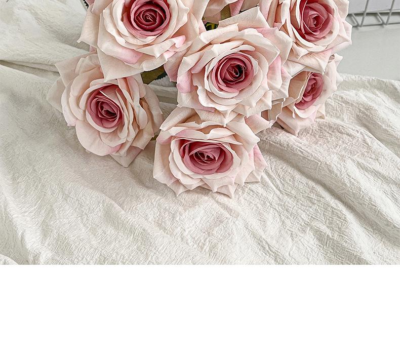 7-Head Embossed Cappuccino Rose Bouquet: Artificial Wedding Car Decoration with High-End Feel