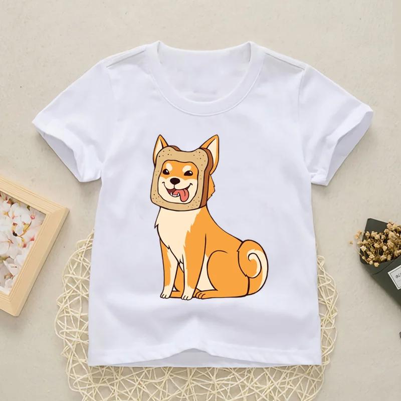 2025 New Fashion Cute Shiba Inu Girls Boys Print T Shirt Tops Kids Funny Clothes Cartoon Children Round Neck New Tshirt