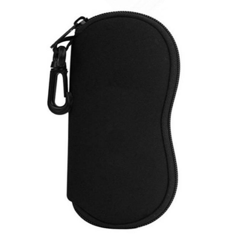 

Sunglasses Case Soft Neoprene Pouch with Clip Glasses for Travel Zipper Closed 1 чорний