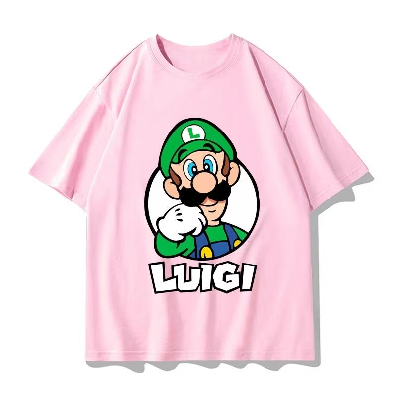 Super Mario Luigi T-shirt Men and Women Summer Cotton Y2K Clothing Fashion Breathable Anime Fans  Gothic Cotton Oversized T-shirts