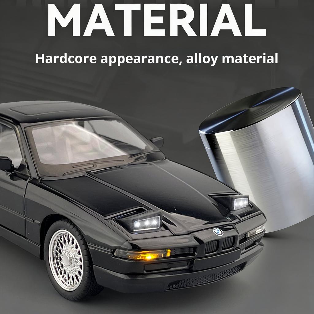 1:24 BMW Vintage 850CSI Classic Pop-up Headlights Simulation Alloy Car Model Kids' Toy Car Pull Back Gift for Boys & Collectors