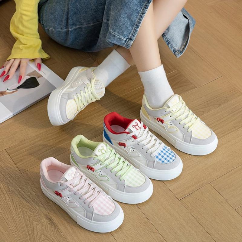 College style cute plaid white shoes dopamine color fashion women's shoes INS tide board shoes
