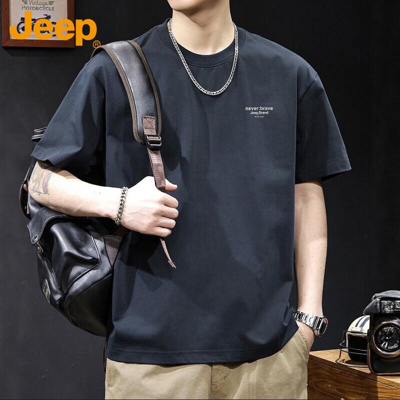 Jeep Men s Summer Pure Cotton Round Neck Short Sleeve T-Shirt 3XL