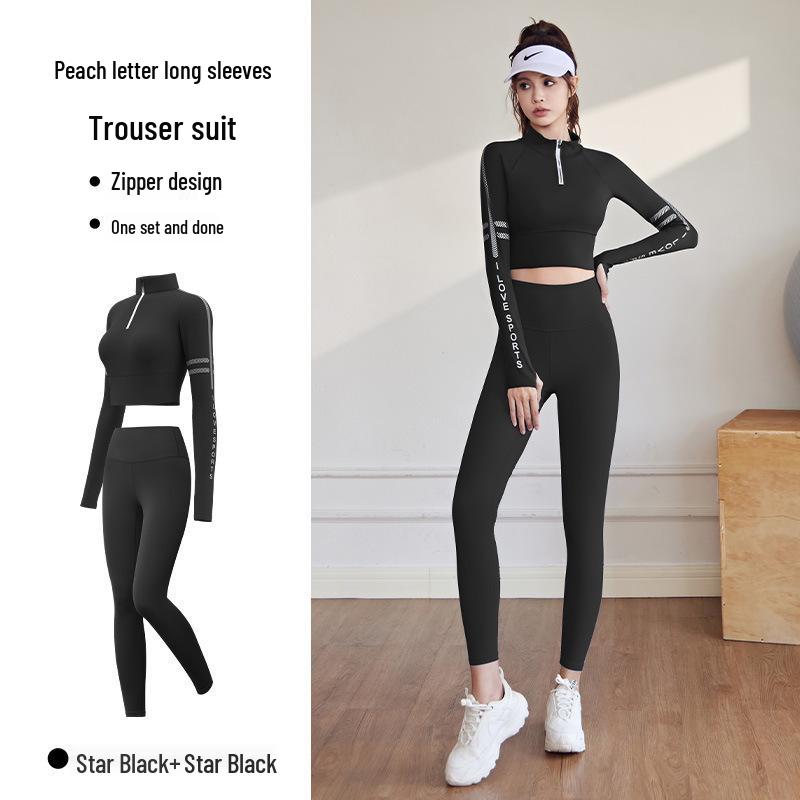 

High Elastic Nude Feel Yoga Slim-Fit T-shirt and Quick-Dry Running Pants Set L