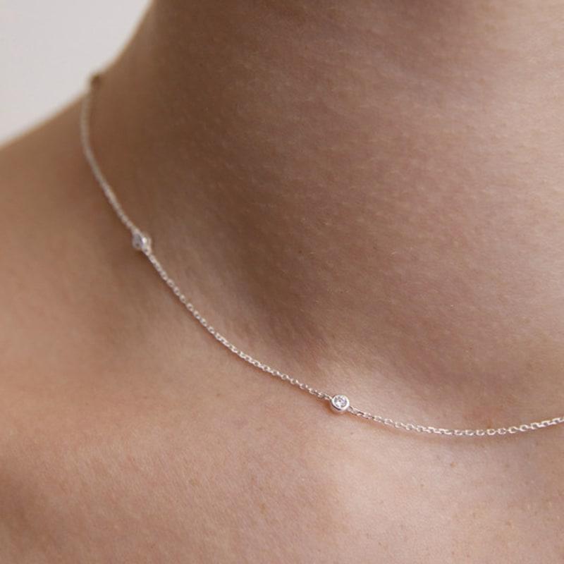 TATIANA (925 Silver) Bezel Dot Chain Necklace NZ2418