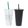 Drink Change Color Straw Mugs With Lid Plastic Tumbler Matte Coffe Bottle Cup