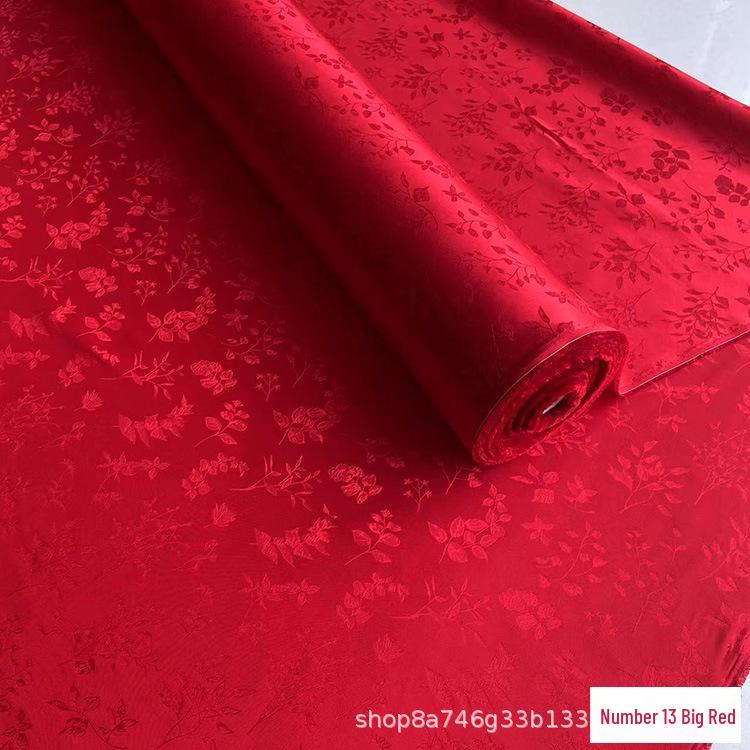 Golden Branch & Leaf Jacquard Sand-Wash Silk Fabric for Chinese Style Hanfu & Cheongsam Dresses