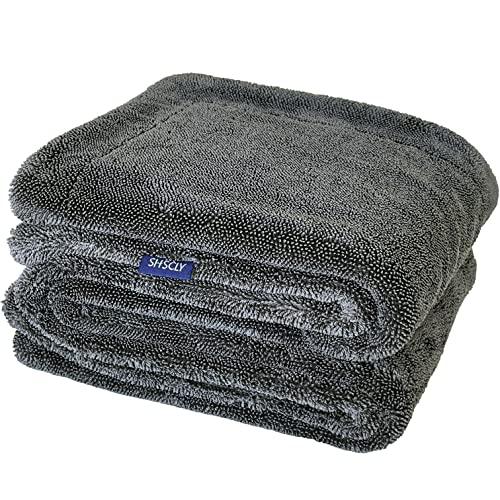 

SHSCLY Полотенце из микрофибры для мытья автомобиля, Супервпитывающая сушильная ткань, Двустороннее, Большое, Толстое, Серое, 90x60см, 1 шт.
