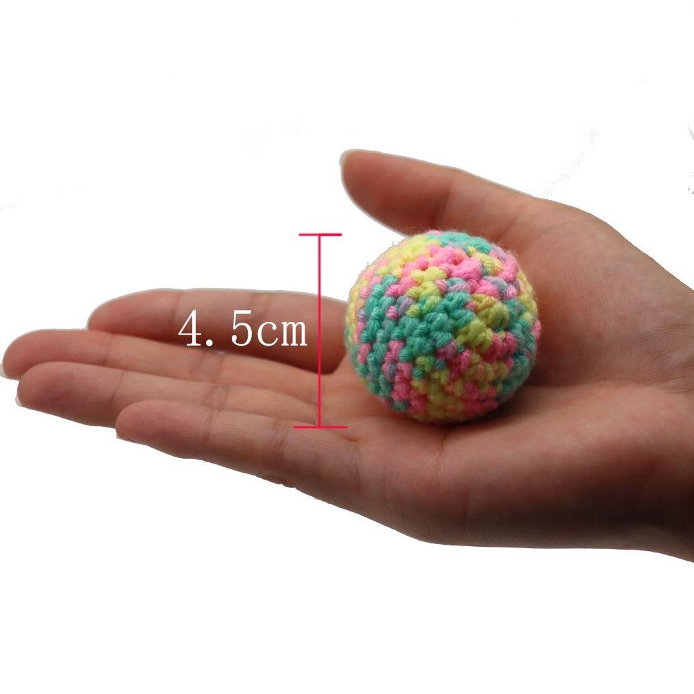 Retro Hand-Knitted Cat Toys Ball Colorful with Bell Inside Cat Ball Toy Woolen Yarn Interactive Kitten Toys for Indoor Self Play