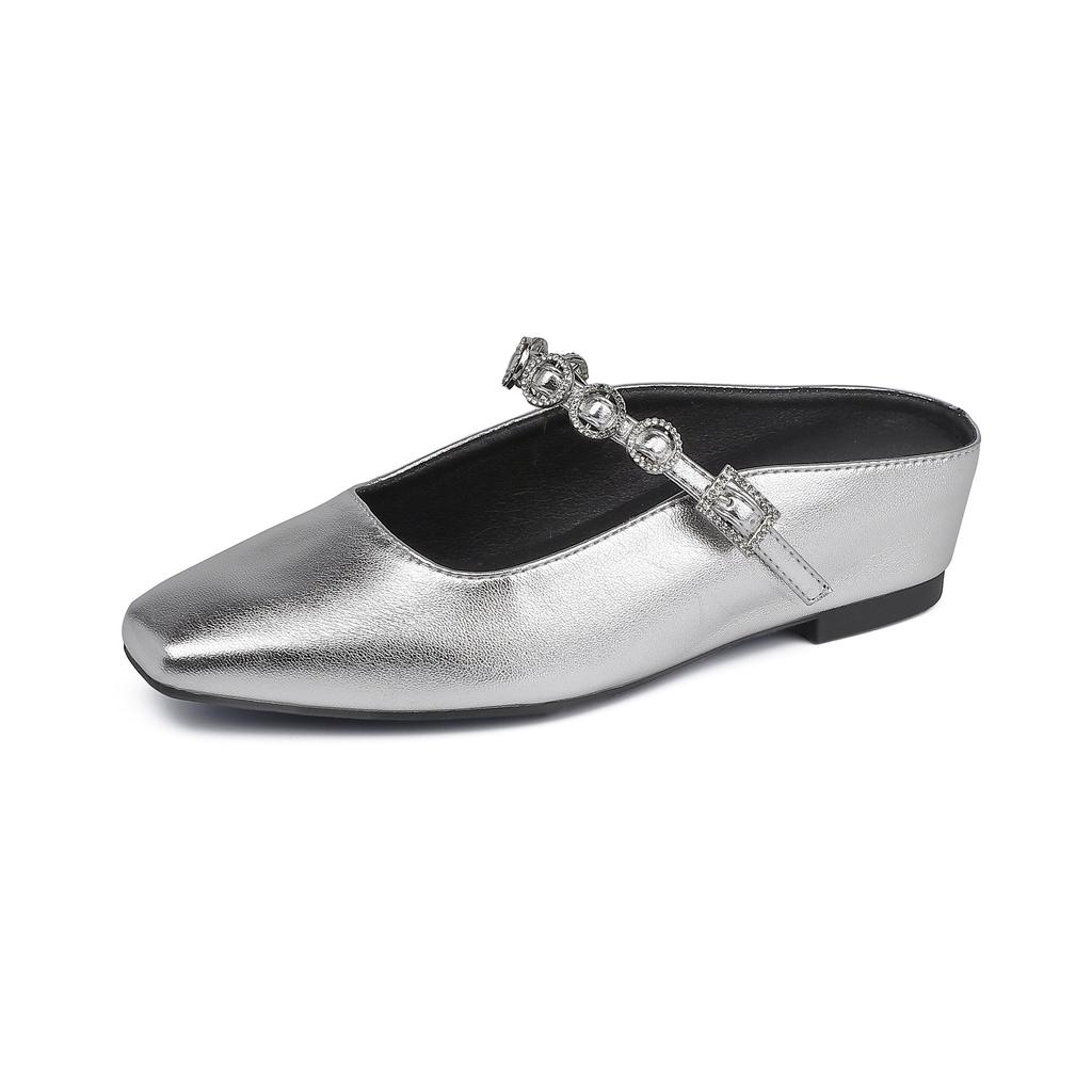 Grape mother wears half-drag Muller single shoes outside, women's back empty small man inner height increase casual women's shoes 2025 Korean version