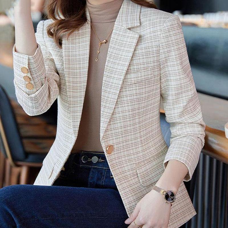 Spring Autumn Suit Outerwear Fashion Women's Coat Top High End Casual Plaid Suit Jacket Korean Women Receive High Prais