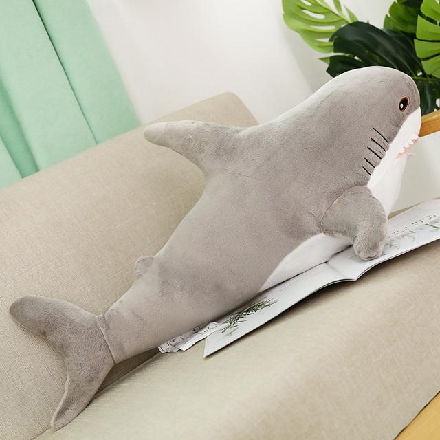 140Cm Giant Big Funny Soft Bite Shark Plush Toy Stuffed Cute Animal Reading Pillow Appease Cushion Doll  Gift For Children Baby