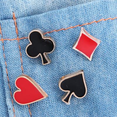 Alloy Boutonniere Poker Shaped Brooch Collar Pins Women Men Badges Shirt Collar Accessories