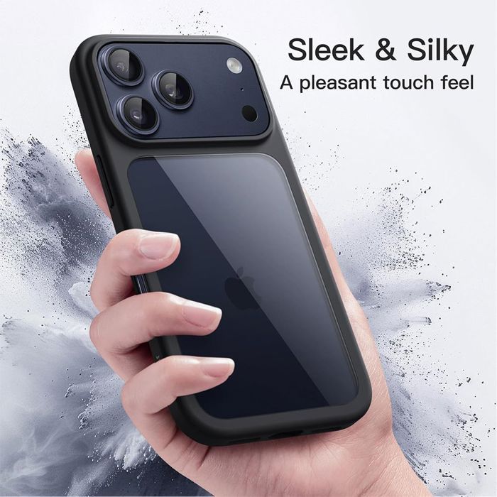 Coque + 2 Verres Trempés pour iPhone 18 Pro Max, Antichoc Transparent avec Bordure Silicone Noir