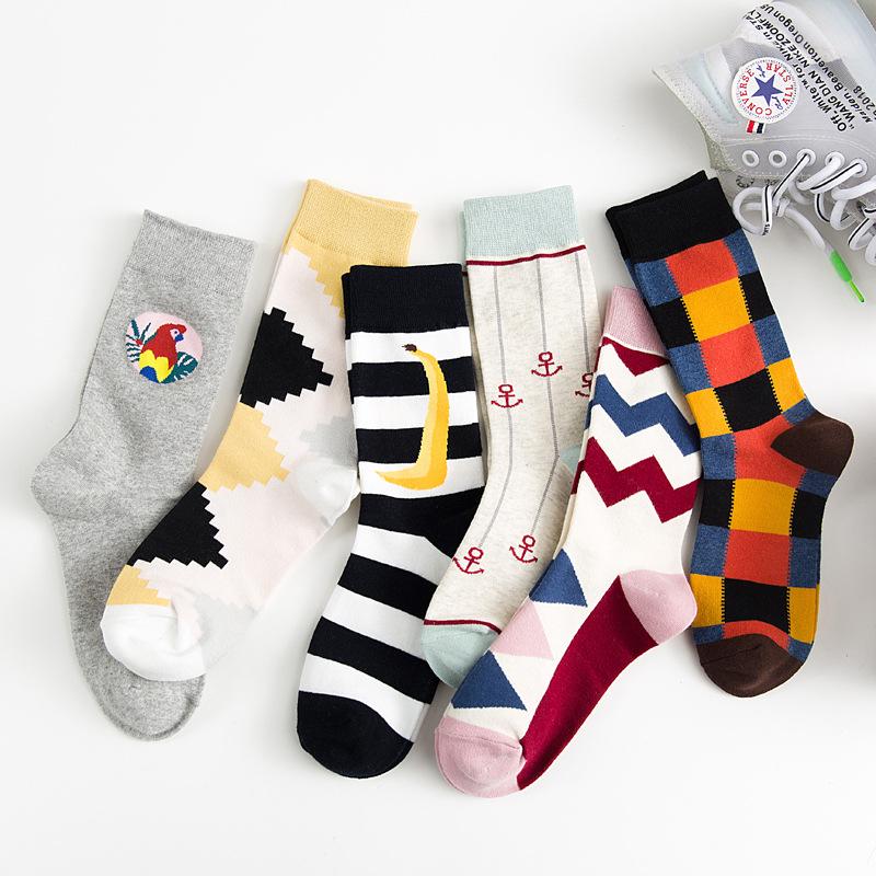 Modische Socken für den Sommer, bunt, gekämmte Baumwolle, Damensocken, lässige Crew-Socken