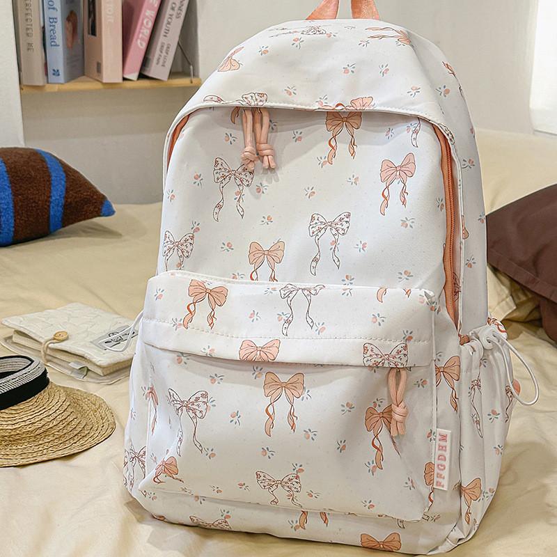 

Lightweight Nylon Backpack Butterfly Bow Print For Boys And Girls S помаранчевий