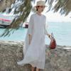 LYRIA Ramie White Dress Elegant Femme Spring Summer Double Layered Mid Length Dress for Women Y2K