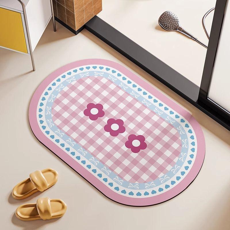 Bathroom floor mat, anti slip and anti fall bathroom toilet, diatomaceous earth absorbent foot mat, household bathroom carpet