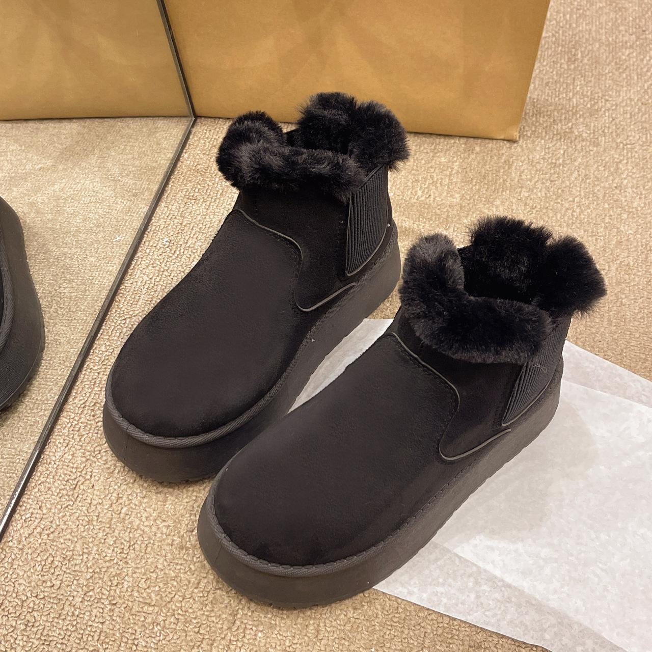 Winter new velvet thickened warm snow boots cotton shoes casual short boots 36