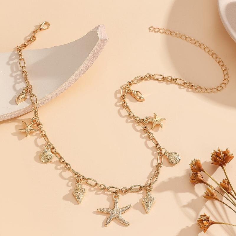 Jewelry Personalized Beach Scallop Starfish Necklace Women's Simple Metal Chain Conch Versatile Clavicle Chain