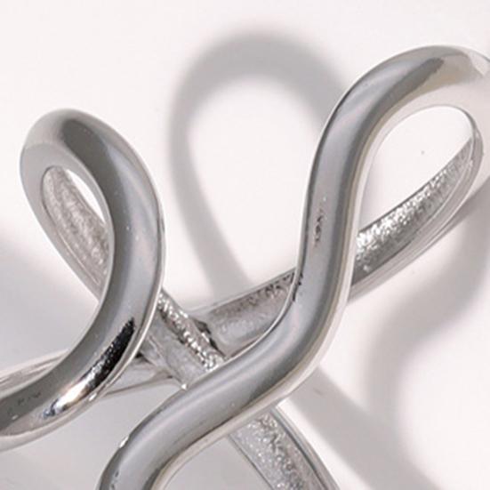 Finger Ring Open Adjustable Fit Women Ring Stainless Steel Texture Exaggerated Unconventional Lines Design Finger Band Jewelry Gift