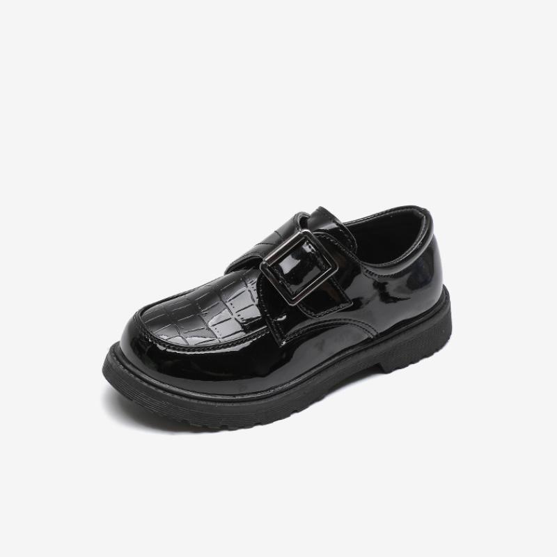 2024 Boy Leather Shoe Black New Children's Uniform School Shoes Glossy Fashion Non-slip PU Kids Causal Classic Performance Shoes
