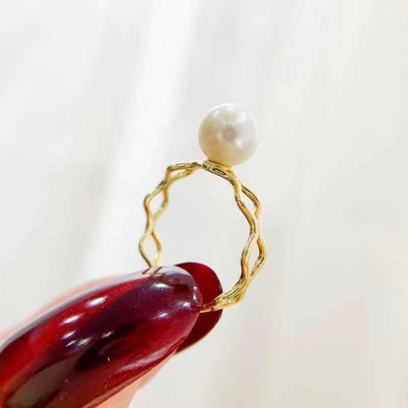 

Заготовка кольца из стерлингового серебра 925 пробы с филигранью для круглых бусин 6-8 мм 10127 Gold Ring Blank Without Pearl