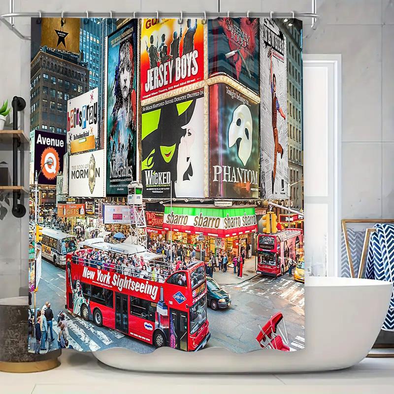 

Nyc Skyline Shower Curtain New York City Wall Art Modern Decor Vivid Print Bathroom Set Travel Theme Home Living Room W60H190(CM)-1 Pcs