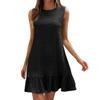 Women's Fashion Loose Versatile Sleeveless Round Neck Casual Solid Color Dresses