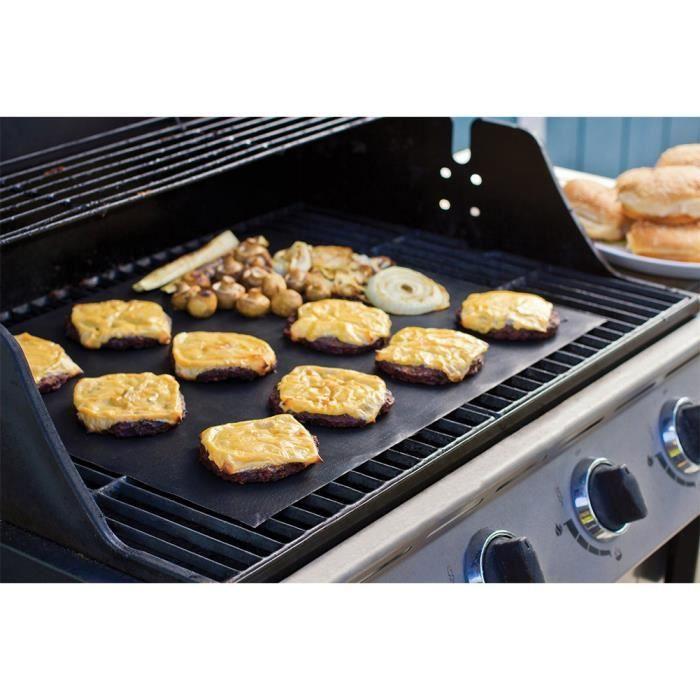 [Set of 3] Barbecue Grill Mat - Reusable Non-Stick and Heat Resistant - Black