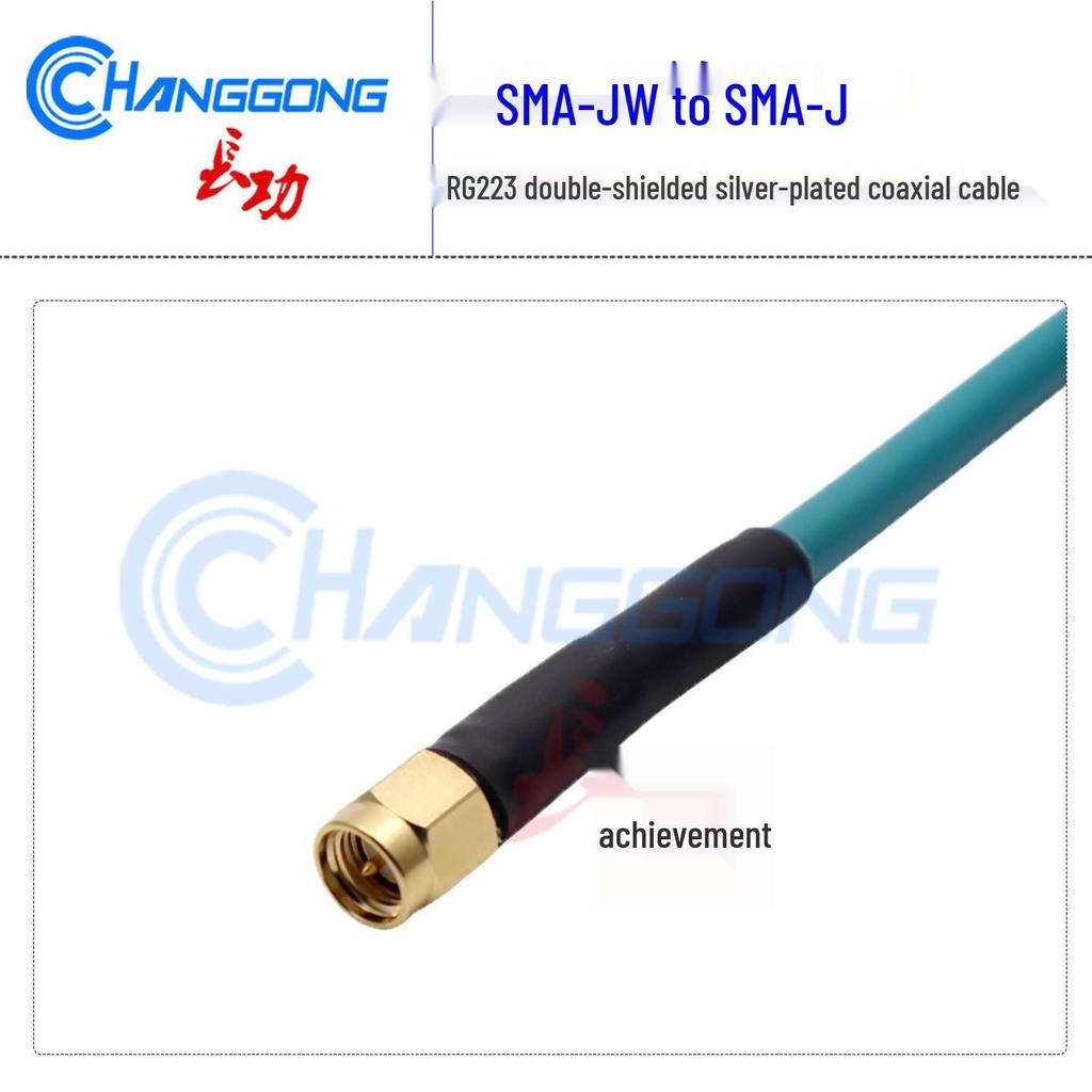 SMA-JW Bent Male To Straight Male Extension Cable, RG223 Double-Shielded Silver Plated 6G Coaxial Cable