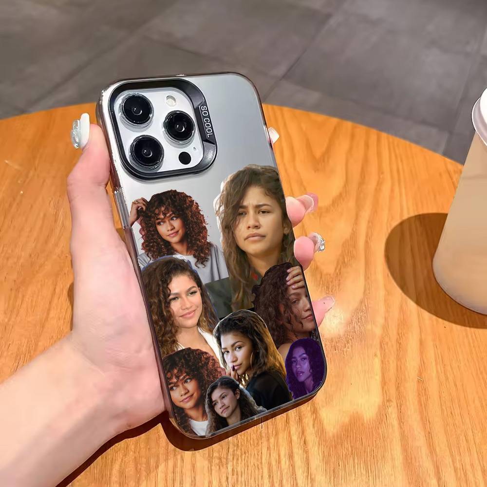 

futuristic-chic Zendaya Actress Phone Case For iPhone17,16,15,14,13,12,11 Plus,Pro Max Black Candy silver phone case iPhone14
