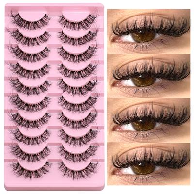 Fluffy Eyelashes 5/10 Pairs Natural False Eyelashes Long Makeup Reusable 3D Curl Lashes Extension Eyelashes for Beauty
