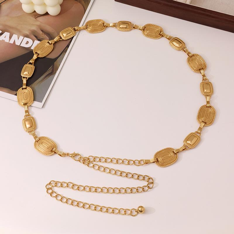 New  Carved Retro Waist Chain for Women's Metallic Elegant Classic