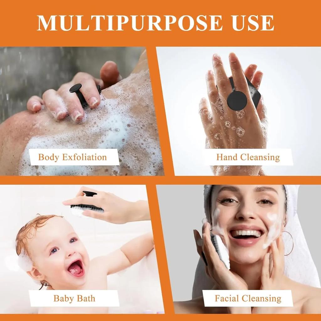 Soft Silicone Exfoliating Brush Cleanser Manual Body Cleansing Body Care Scrubber Shower Gentle Massage Bath Brush For Men