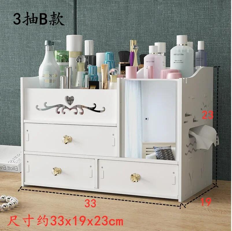 Large Dressing Table With Mirror And Drawer Storage Makeup Bedroom Furniture Desktop Storage Makeup Vanity Box Home Furniture