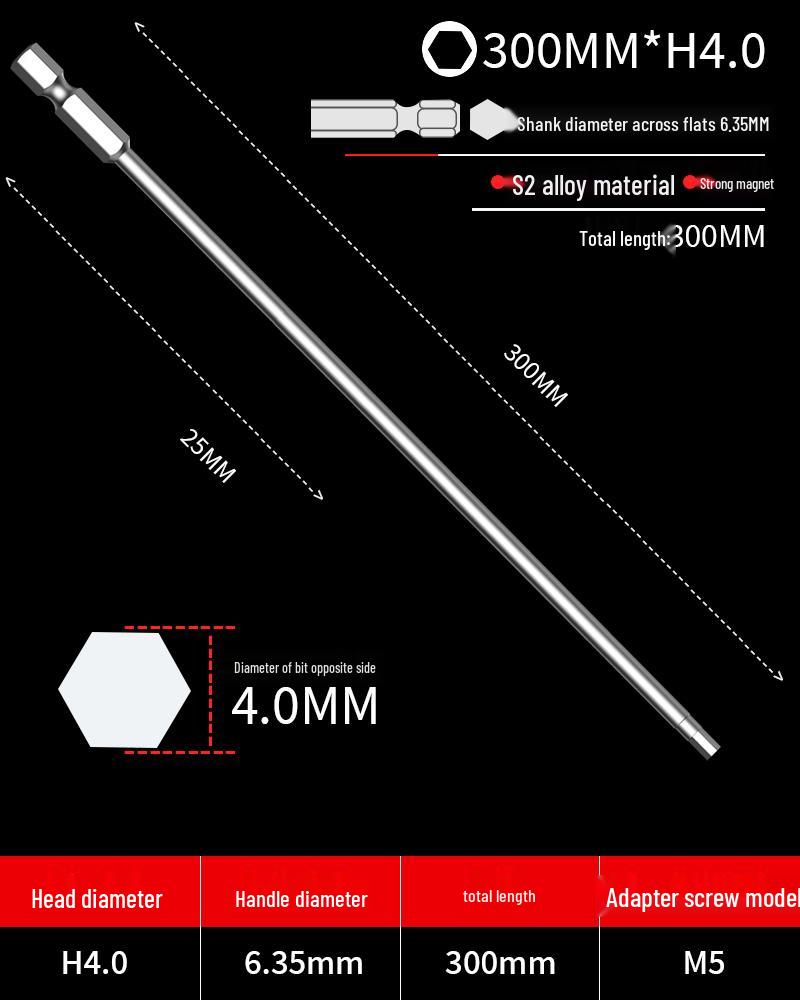 Hexagonal Screwdriver Bit Extension for Electric and Air Screwdrivers