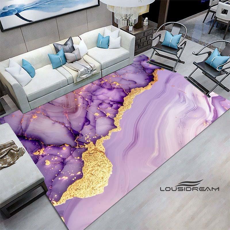 Luxury Fantasy Marble Carpet, Bedroom Carpet, Living Room, Sofa Decoration, Large Green and Gold Game Decoration