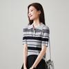 SOFSIL Women's Color-block Stripe Knit Polo T-shirt