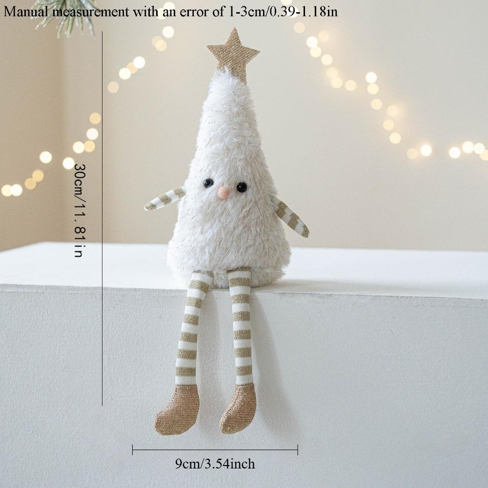 Cute Plush Christmas Tree Figurine Pendant with Stars & Striped Socks Pink,White Green Fabric Holiday Decor for Home Living Room