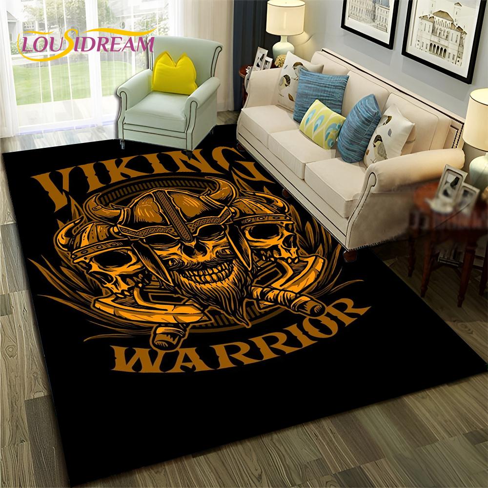 Nordic Viking Odin Valhalla Valknut Χαλί για Σαλόνι, Υπνοδωμάτιο, Διακόσμηση Σπιτιού, Πατάκι Δαπέδου, Αντιολισθητική Διακόσμηση για Πατάκι Καναπέ