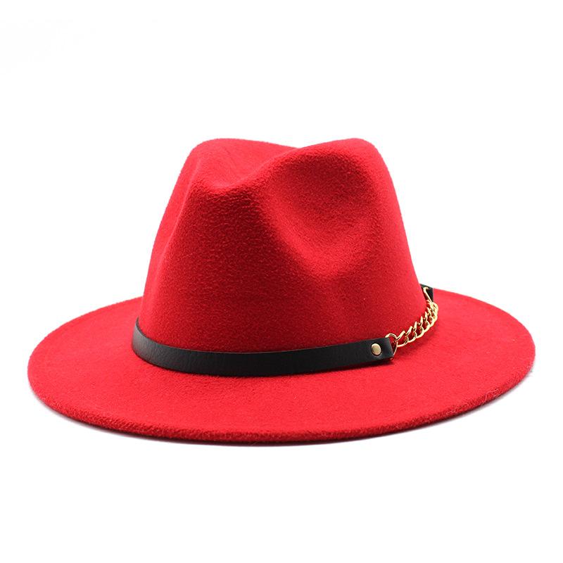 British Style Men And Women Jazz Woolen Hat Big Eave Hat Classic Woolen Hat