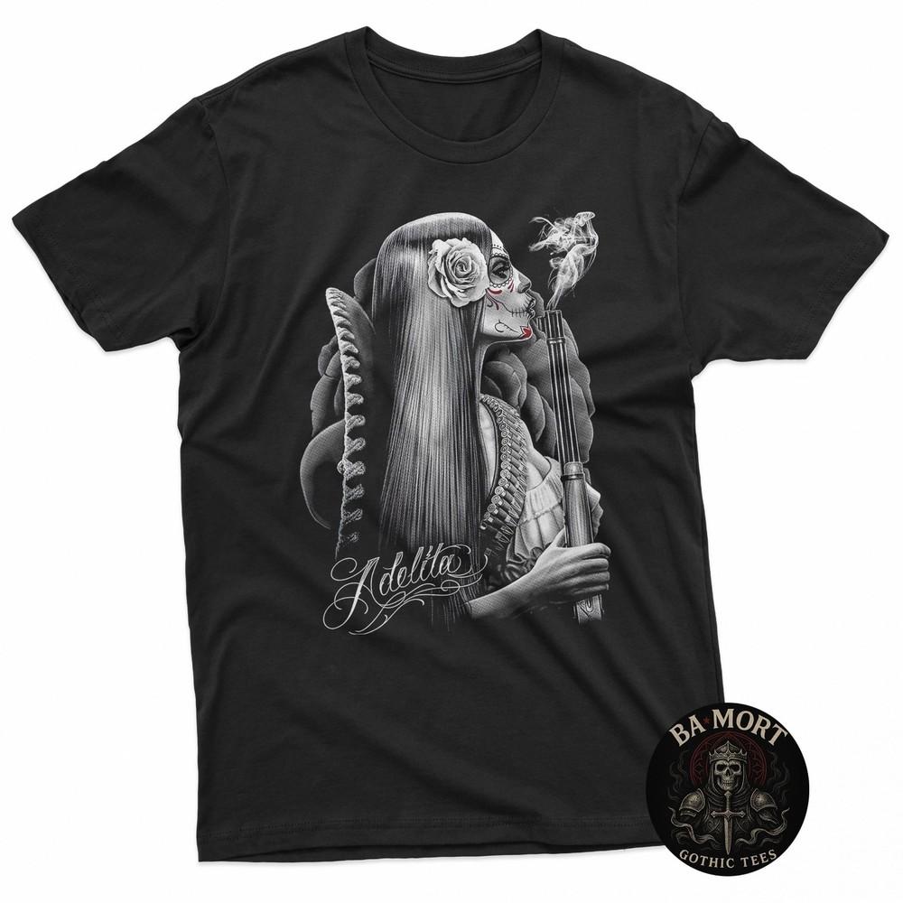 Adelita Calavera Day of the Dead Sugar Skull TShirt Unisex T-Shirt Graphic Tee XL