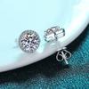 High-End Ladies Light Luxury Jewelry S925 Silver Classic Four-Claw Moissanite Ring and Inlaid Earrings Simple Elegant Design