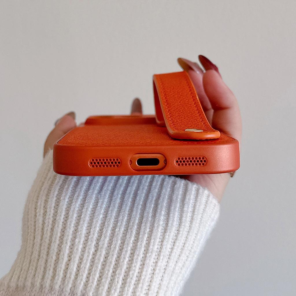 Wristband Leather Skin Hybrid Phone Case For iPhone 17 Pro Max iPhone 16 15 14 13 Pro Max with Hand Strap PC+PU Matte Anti-skid Hard Cover