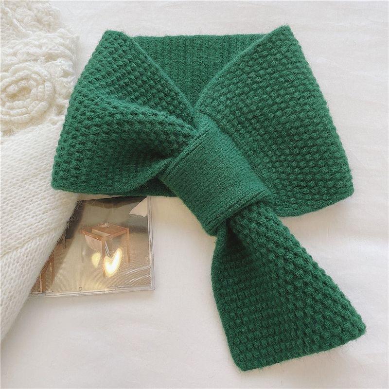 New Style Lazy Small Scarf Cross Scarf for Women Knitted Korean Version Versatile Warm Solid Color Autumn and Winter Small Scarf