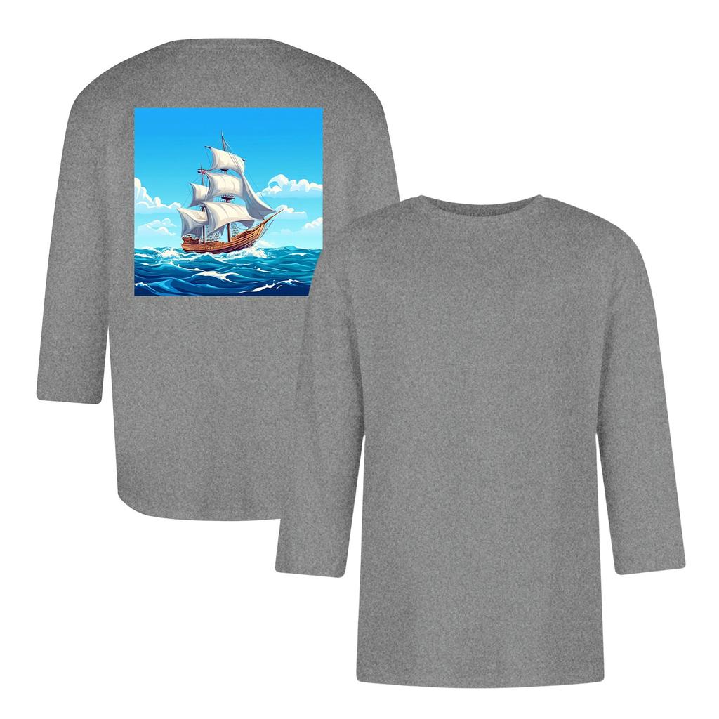 Men's casual and fashionable printed round-neck three-quarter sleeve top T-shirt