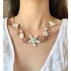 Exaggerated Color Sea Star Shell Necklace for Women - Beach Vacation Neck Chain, Collar Chain